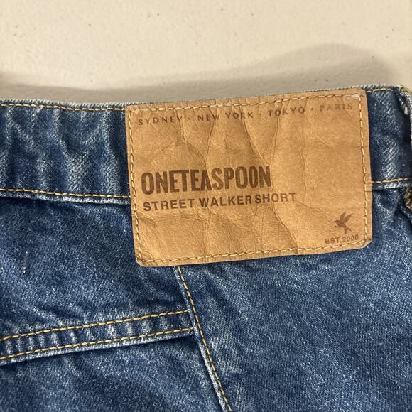 NEW One Teaspoon Free People Sz 26 2 Shorts Blue High Street walker Medium Rinse - Picture 5 of 5